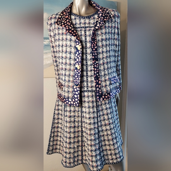 °$2,990 OSCAR DE LA RENTA EXCLUSIVE TWEED SEQUIN SILK LINED RUNWAY COAT US 14 - Picture 10 of 15